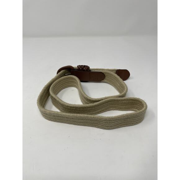 Talbots Women's L/XL Belt Wheat Color Genuine Leather Trim Elastic - Picture 6 of 7